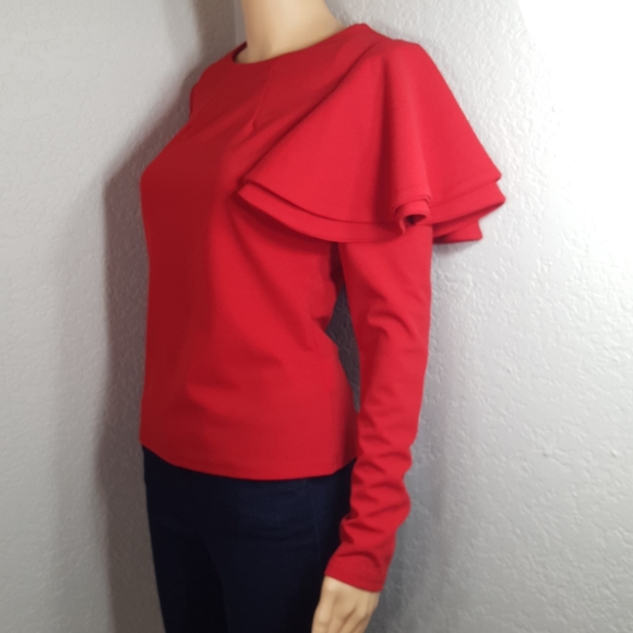 Long Sleeves Top With Tiered Ruffle Shoulder. - Picture 6 of 12